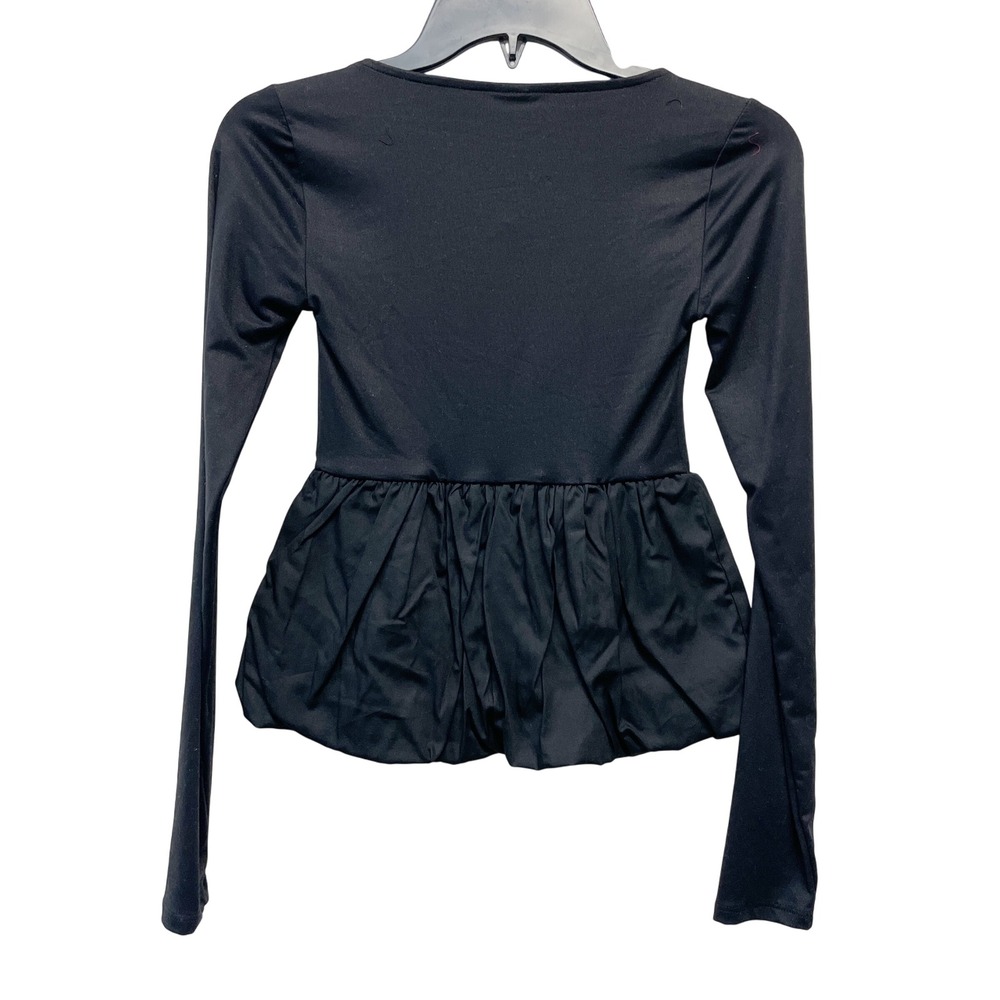 Wild Fable Womens Black Long Sleeve Square Neck Peplum Top Size XXS - Picture 3 of 6